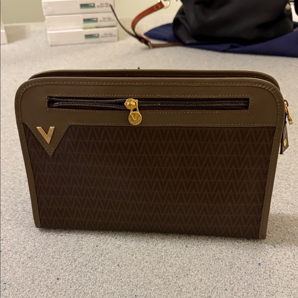 Mario Valentino Handbags - Mario Valentino Brown V-Logo Clutch Bag